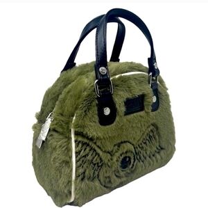 💚🔹Von Dutch 🔹️Women's Sage GreenVegan Furry Small Bowling Crossbody Hand Bag